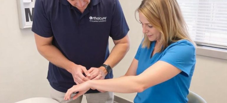 Manual therapy for wrist fracture recovery at Orthocure Clinics